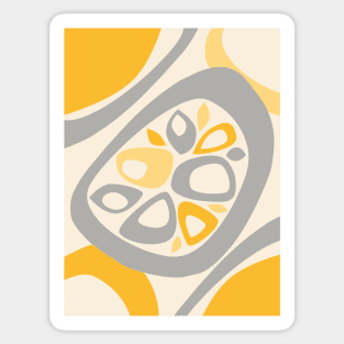 Mid Century Modern Abstract Shapes Yellow, Grey Sticker